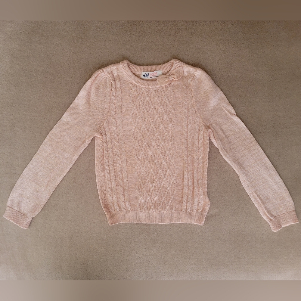 H&M Girl Pink/Gold Knitted Long Sleeve Sweater Size 2-4Y NWOT